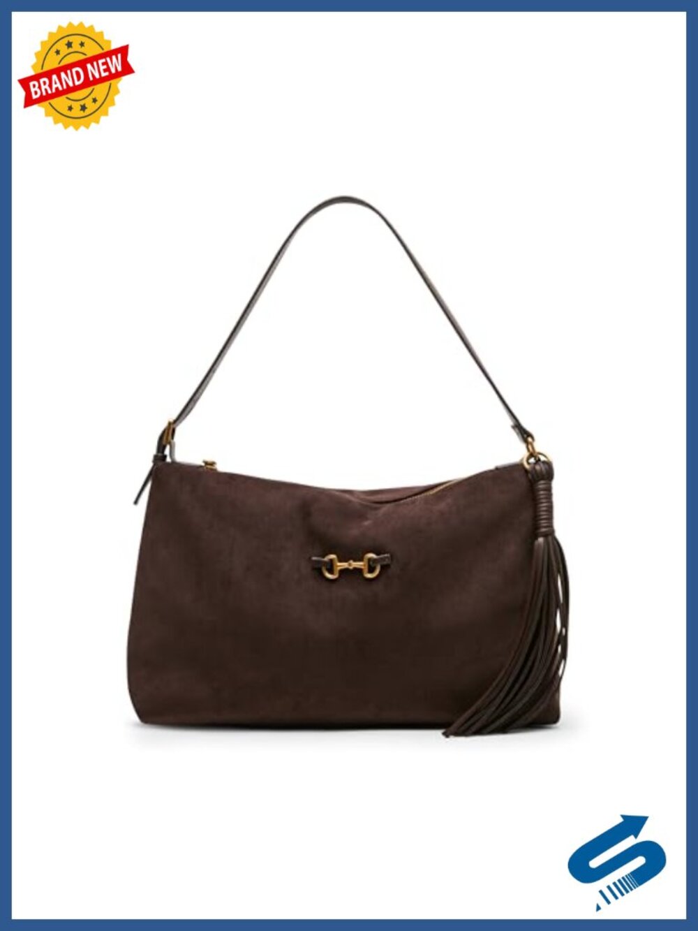 Faux Suede Hobo Shoulder Bag with Horsebit Detail